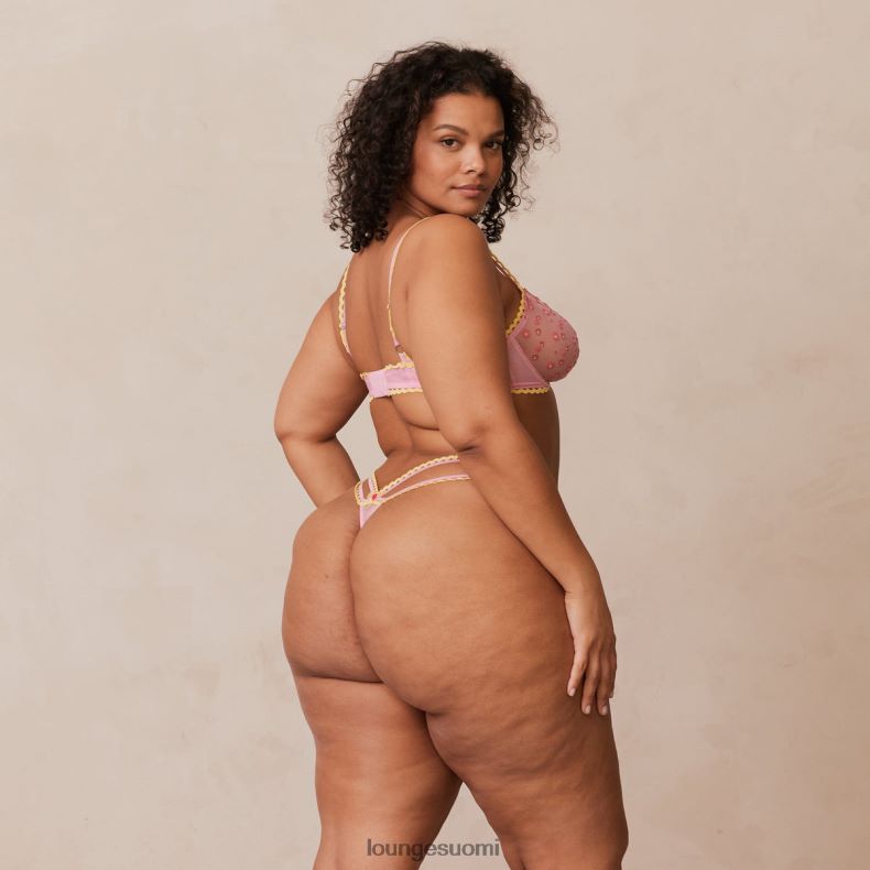 Lounge päivänkakkara brodeerattu parvekerintaliivit & stringit/housut vaaleanpunainen alusvaatteet naiset D46R26123