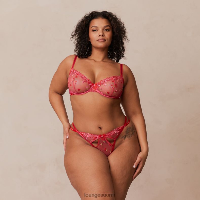 Lounge poskipuna brodeeratut parvekeliivit ja g-string/housut kuuma pinkki alusvaatteet naiset D46R2683