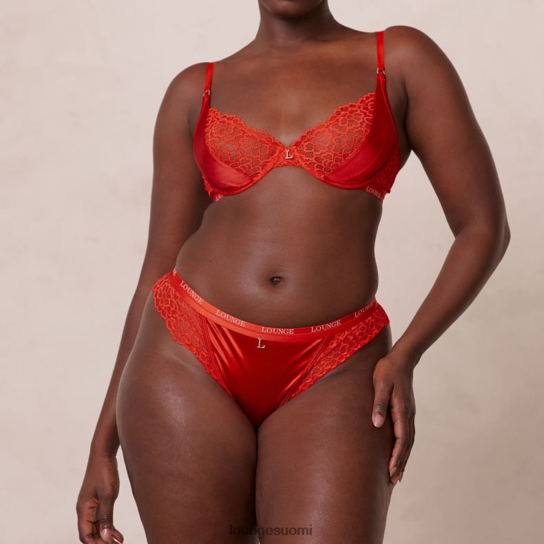 Lounge silkkiset parvekerintaliivit & stringit/housut punainen alusvaatteet naiset D46R2654