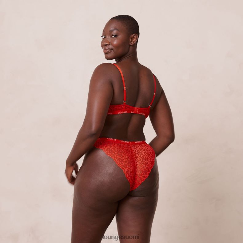 Lounge silkkiset parvekerintaliivit & stringit/housut punainen alusvaatteet naiset D46R2654