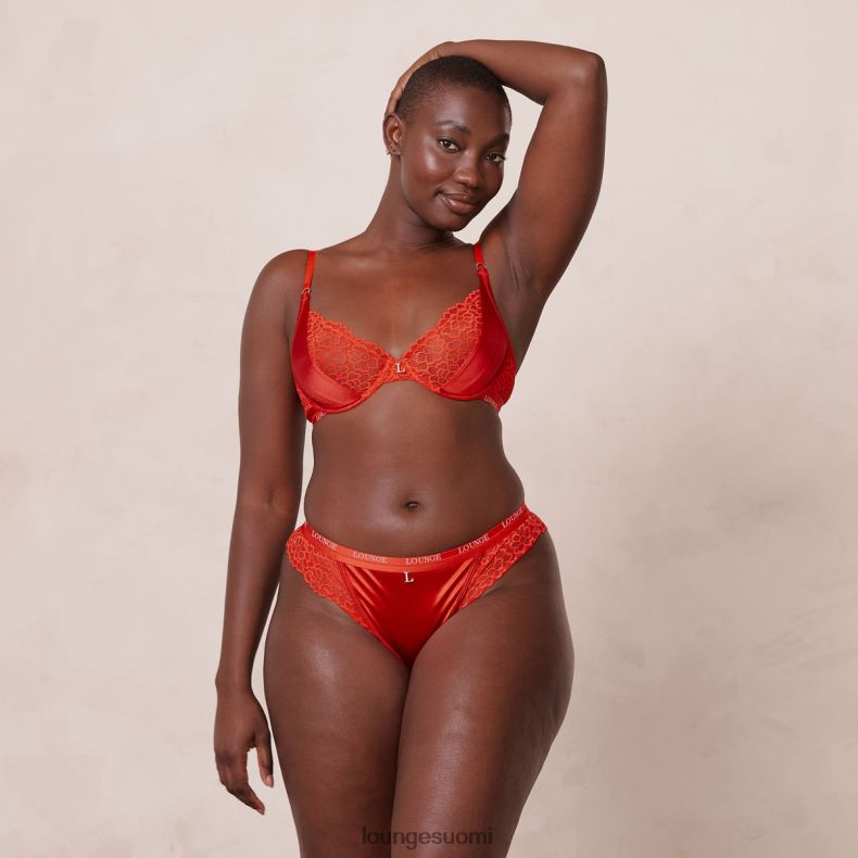 Lounge silkkiset parvekerintaliivit & stringit/housut punainen alusvaatteet naiset D46R2654