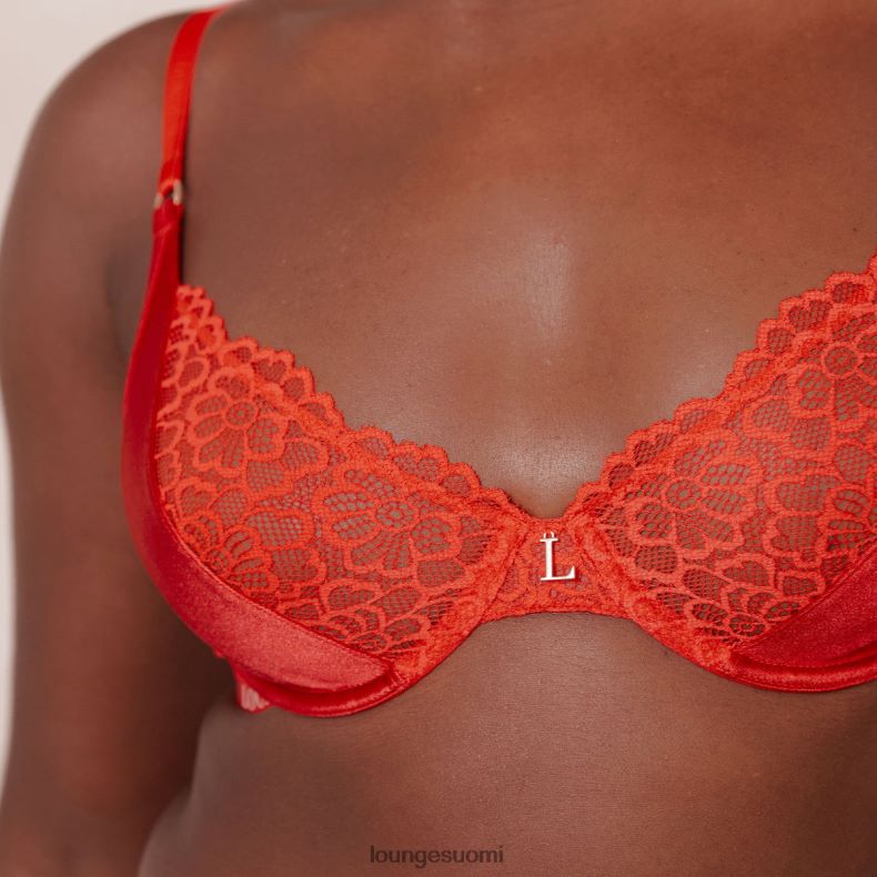 Lounge silkkiset parvekerintaliivit & stringit/housut punainen alusvaatteet naiset D46R2654