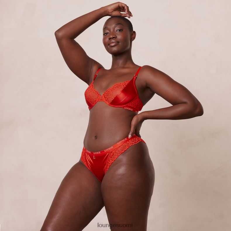 Lounge silkkiset parvekerintaliivit & stringit/housut punainen alusvaatteet naiset D46R2654