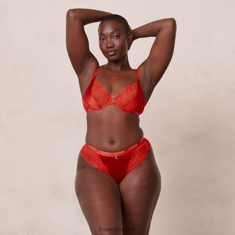 Lounge silkkiset parvekerintaliivit & stringit/housut punainen alusvaatteet naiset D46R2654