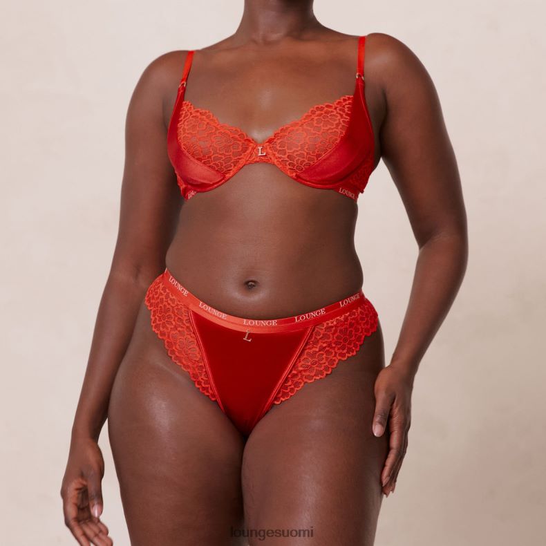 Lounge silkkiset parvekerintaliivit & stringit/housut punainen alusvaatteet naiset D46R2654