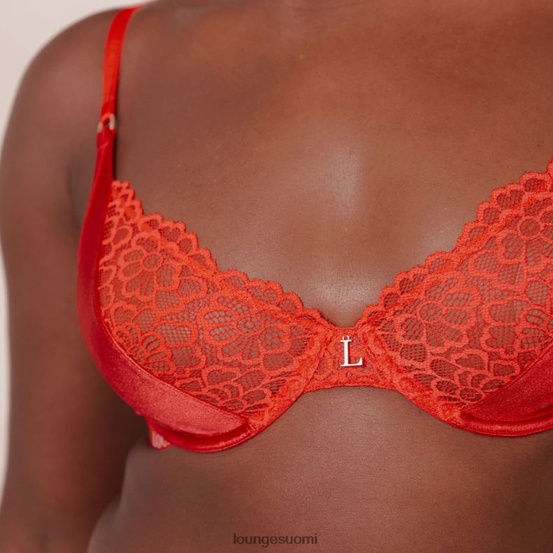 Lounge silkkiset parvekerintaliivit & stringit/housut punainen alusvaatteet naiset D46R2654