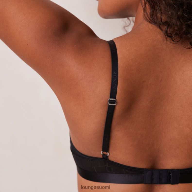 Lounge tyylikkäät parvekerintaliivit & stringit musta alusvaatteet naiset D46R2688