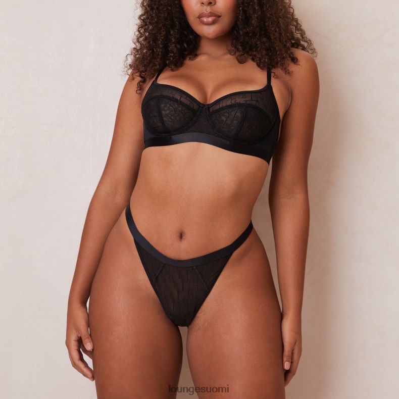 Lounge tyylikkäät parvekerintaliivit & stringit musta alusvaatteet naiset D46R2688