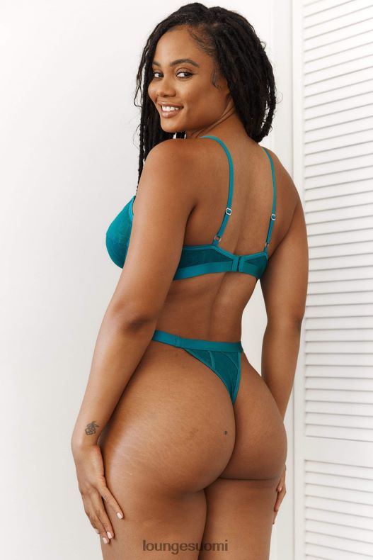 Lounge tyylikkäät parvekerintaliivit & stringit turkoosi alusvaatteet naiset D46R2692