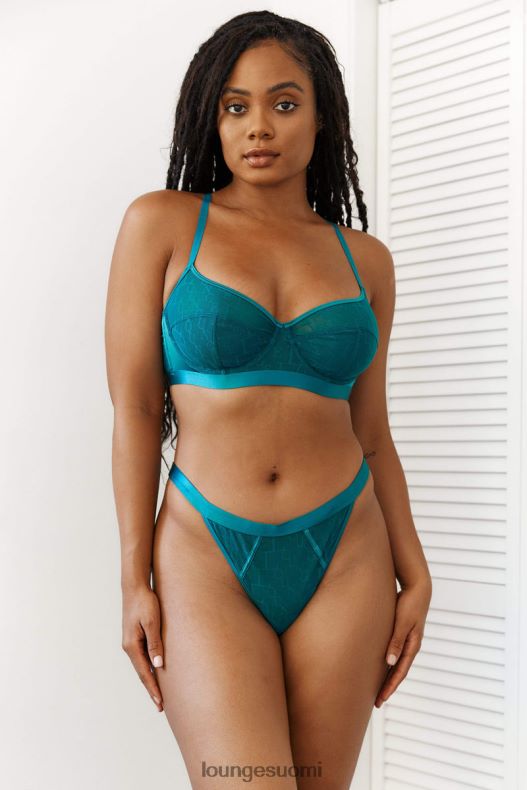 Lounge tyylikkäät parvekerintaliivit & stringit turkoosi alusvaatteet naiset D46R2692