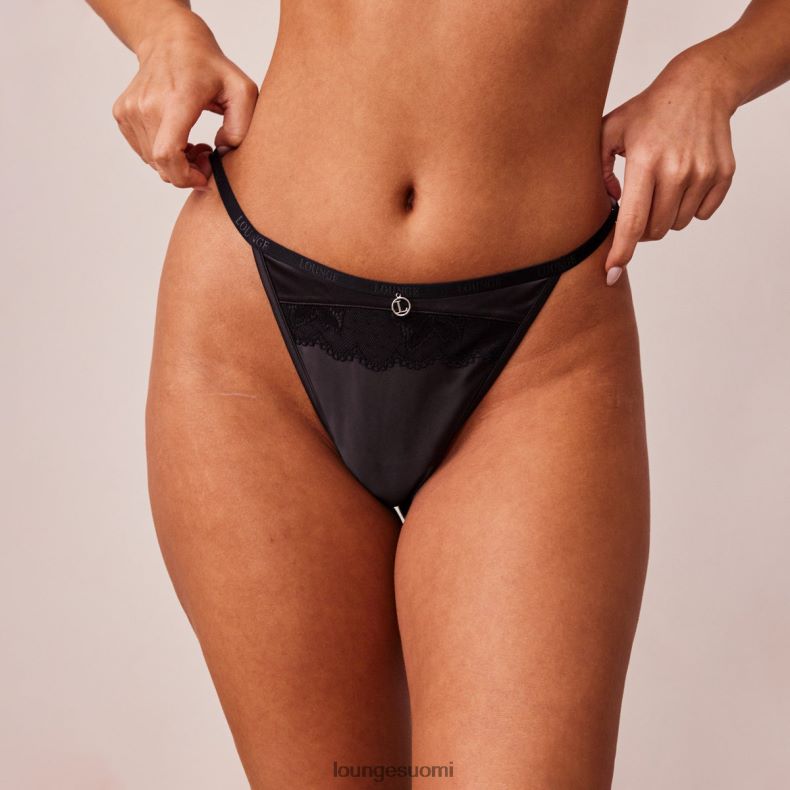 Lounge pehmeät satiiniset stringit musta alusvaatteet naiset D46R26488