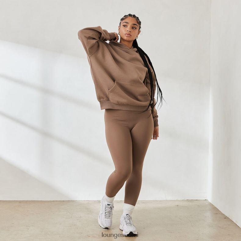 Lounge välttämätön ylisuuri huppari kahvia vaatteet naiset D46R26878