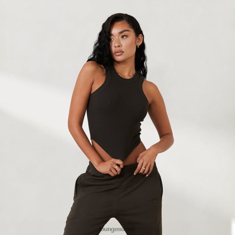 Lounge ribbed racer back top x jess hunt pesty mustaksi vaatteet naiset D46R26803