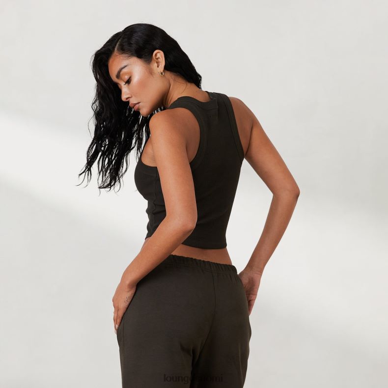 Lounge ribbed racer back top x jess hunt pesty mustaksi vaatteet naiset D46R26803