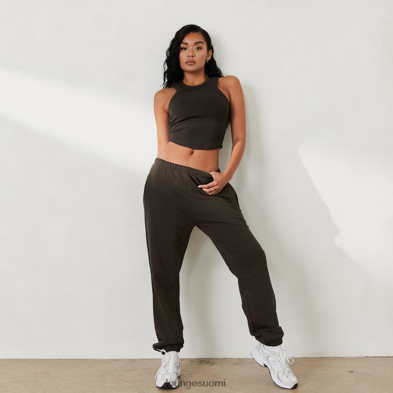 Lounge ribbed racer back top x jess hunt pesty mustaksi vaatteet naiset D46R26803