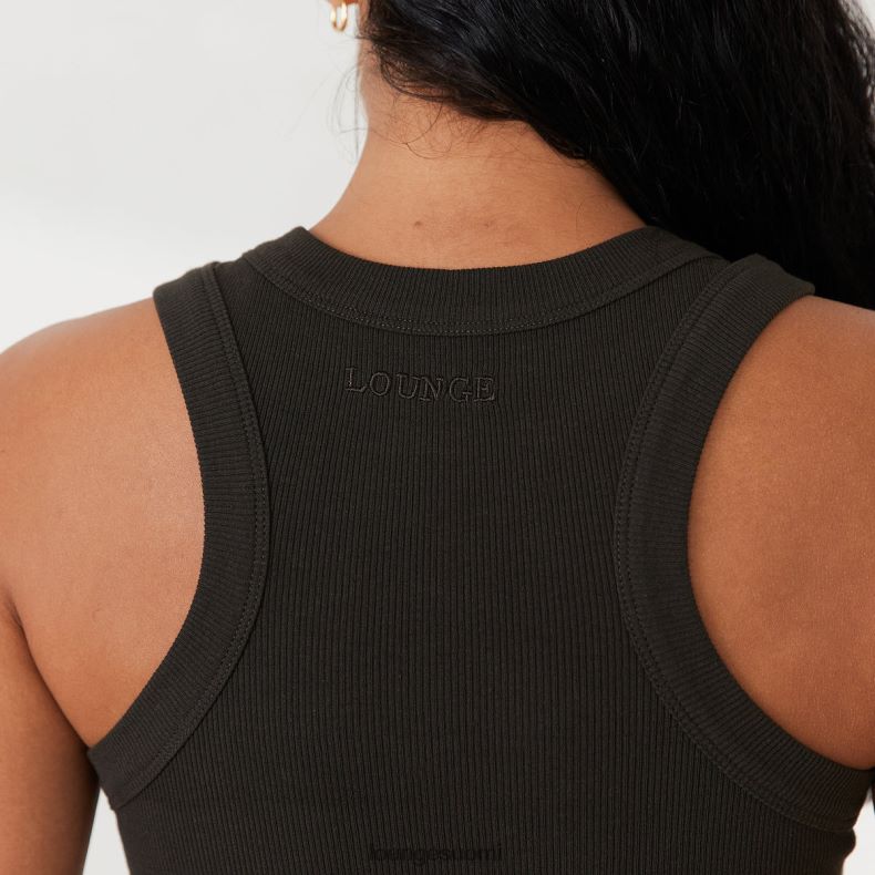 Lounge ribbed racer back top x jess hunt pesty mustaksi vaatteet naiset D46R26803