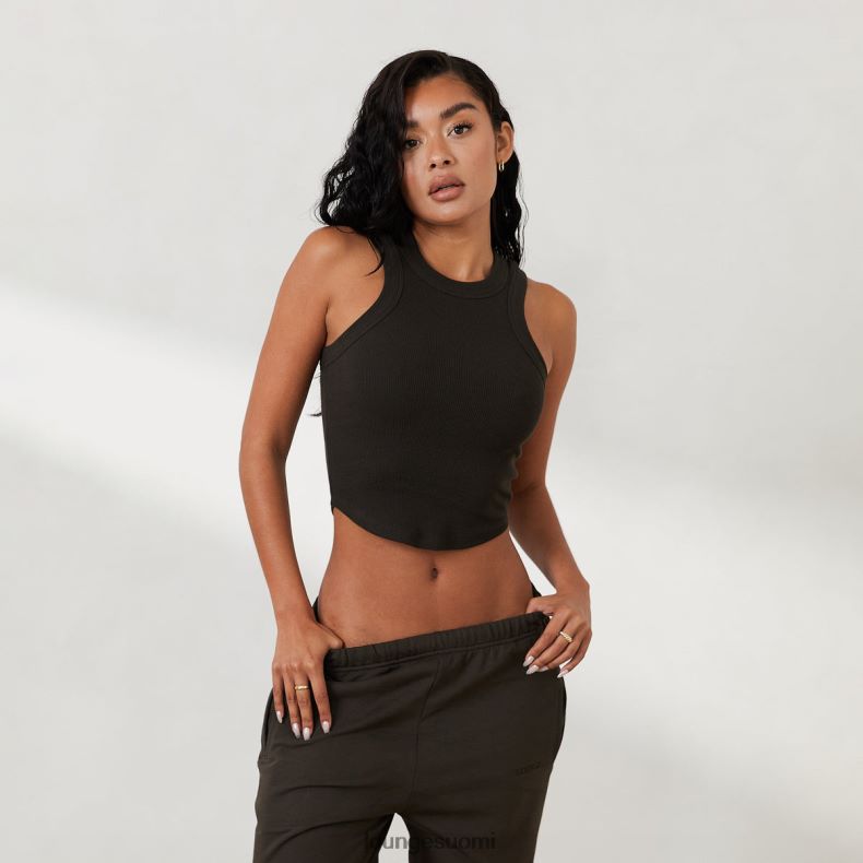 Lounge ribbed racer back top x jess hunt pesty mustaksi vaatteet naiset D46R26803