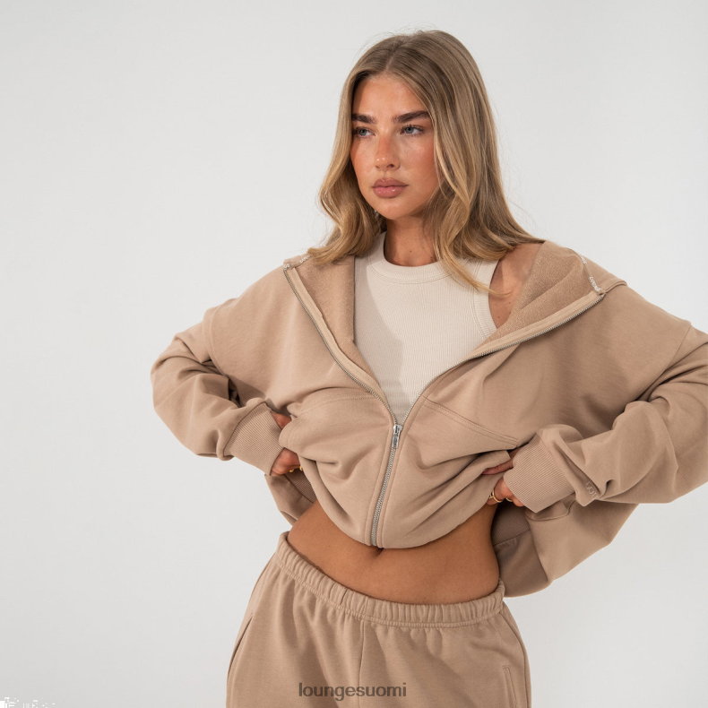Lounge ylisuuri vetoketjullinen huppari x jess hunt karamelli vaatteet naiset D46R26811