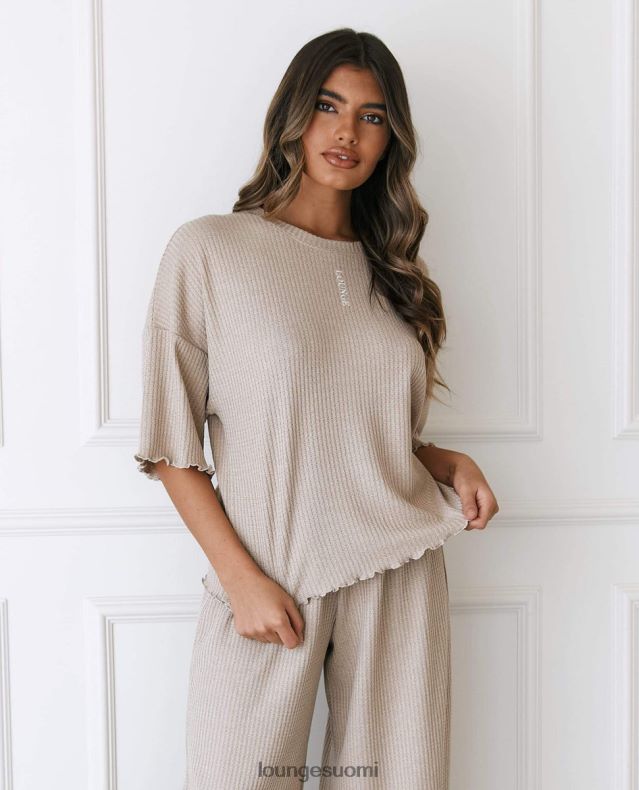 Lounge pehmeä vohvelipyjamantoppi minkki vaatteet naiset D46R26918