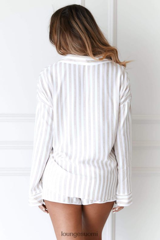 Lounge pinstripe pyjama paita & shortsit setti minkki vaatteet naiset D46R26967