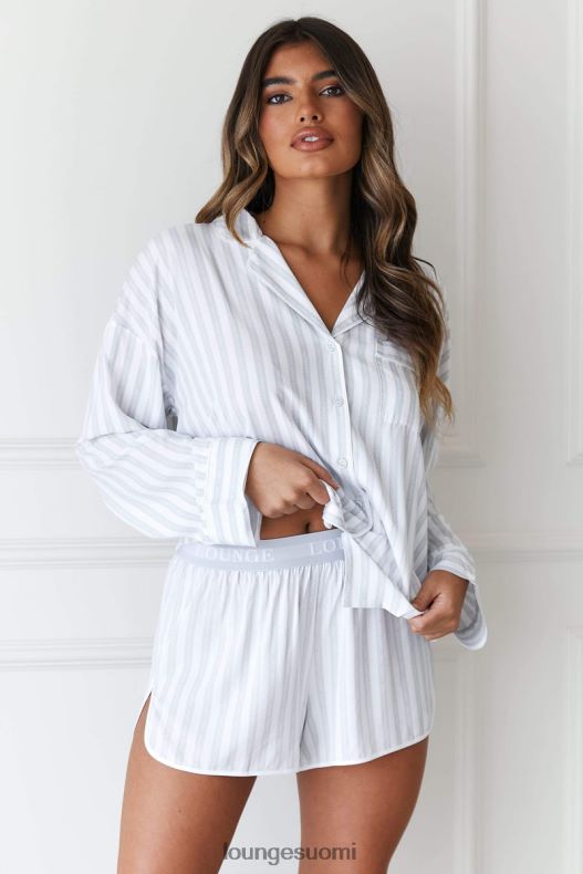 Lounge pinstripe pyjama paita & shortsit setti pakkasta vaatteet naiset D46R26966