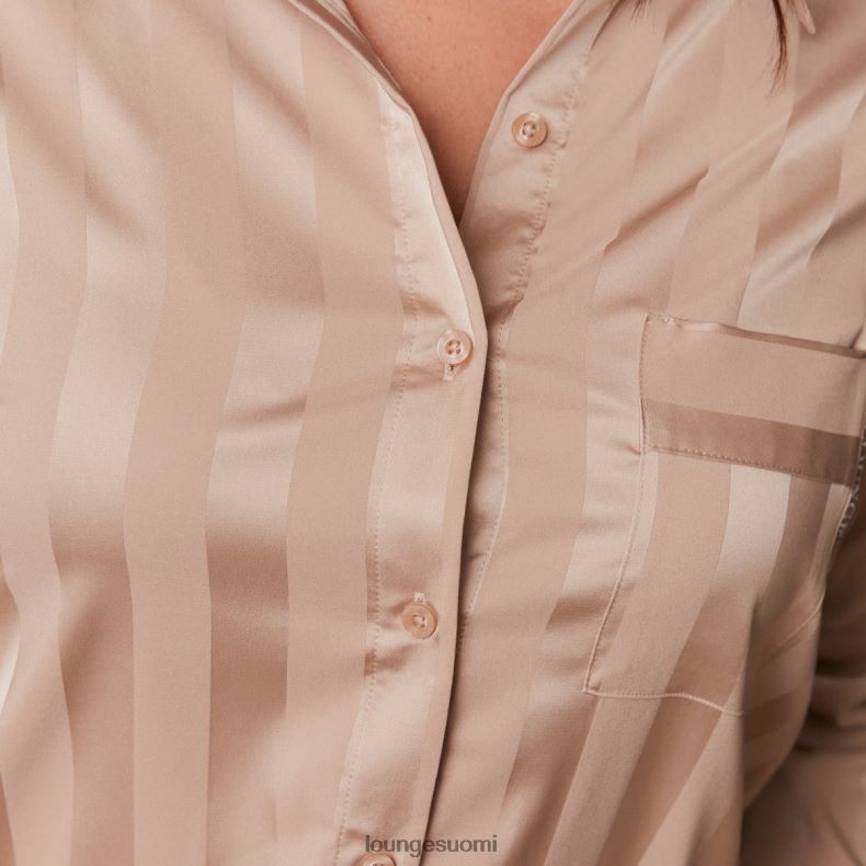 Lounge raidallinen satiininen pyjamapaita minkki vaatteet naiset D46R26923