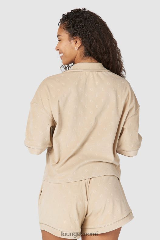 Lounge ylellinen kohokuvioitu pyjamapaita minkki vaatteet naiset D46R26955