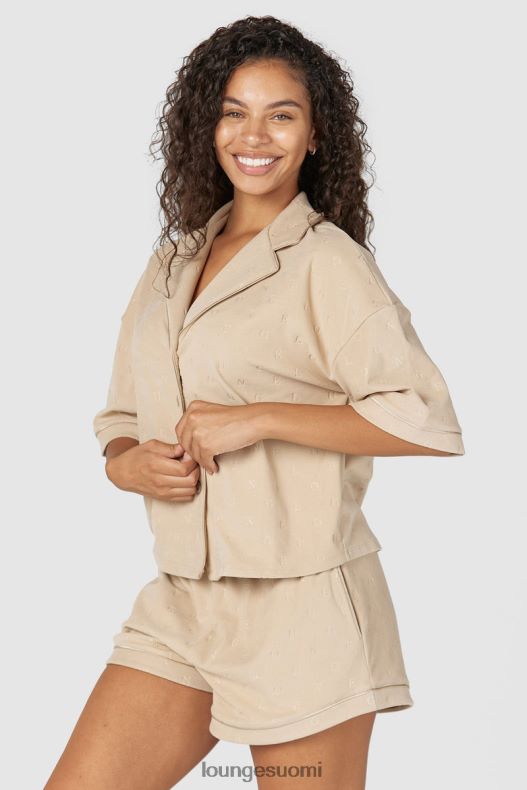 Lounge ylellinen kohokuvioitu pyjamapaita minkki vaatteet naiset D46R26955