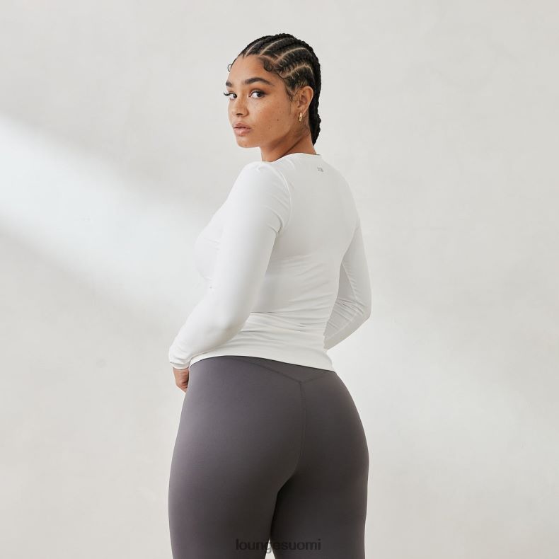 Lounge välttämätön pitkähihainen vetoketjullinen toppi luonnonvalkoinen vaatteet naiset D46R26850