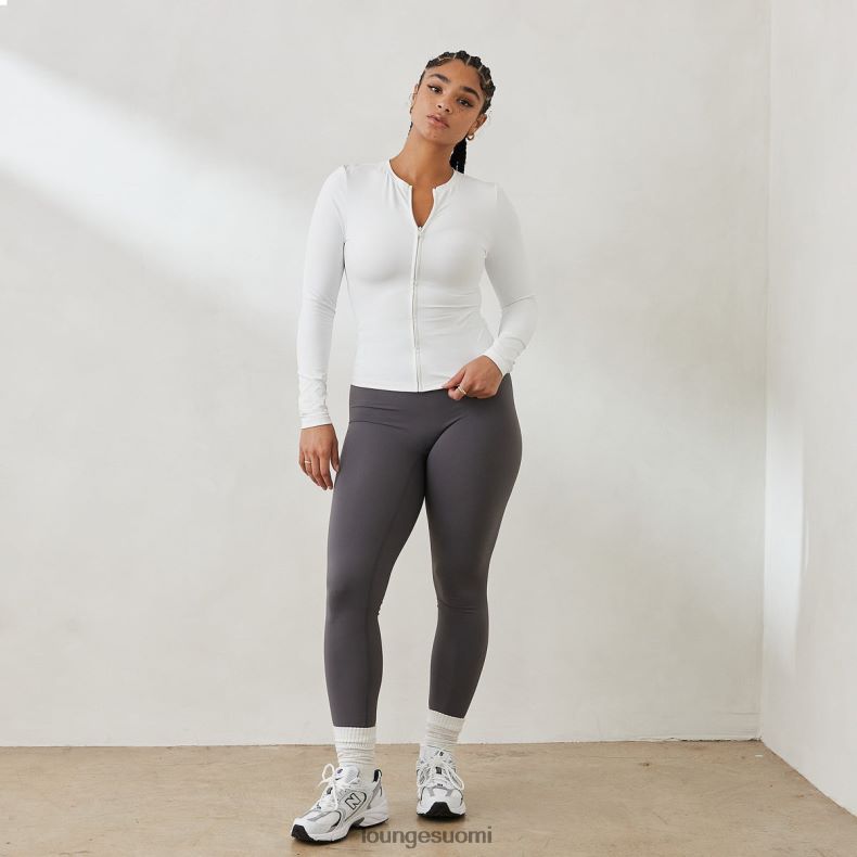 Lounge välttämätön pitkähihainen vetoketjullinen toppi luonnonvalkoinen vaatteet naiset D46R26850