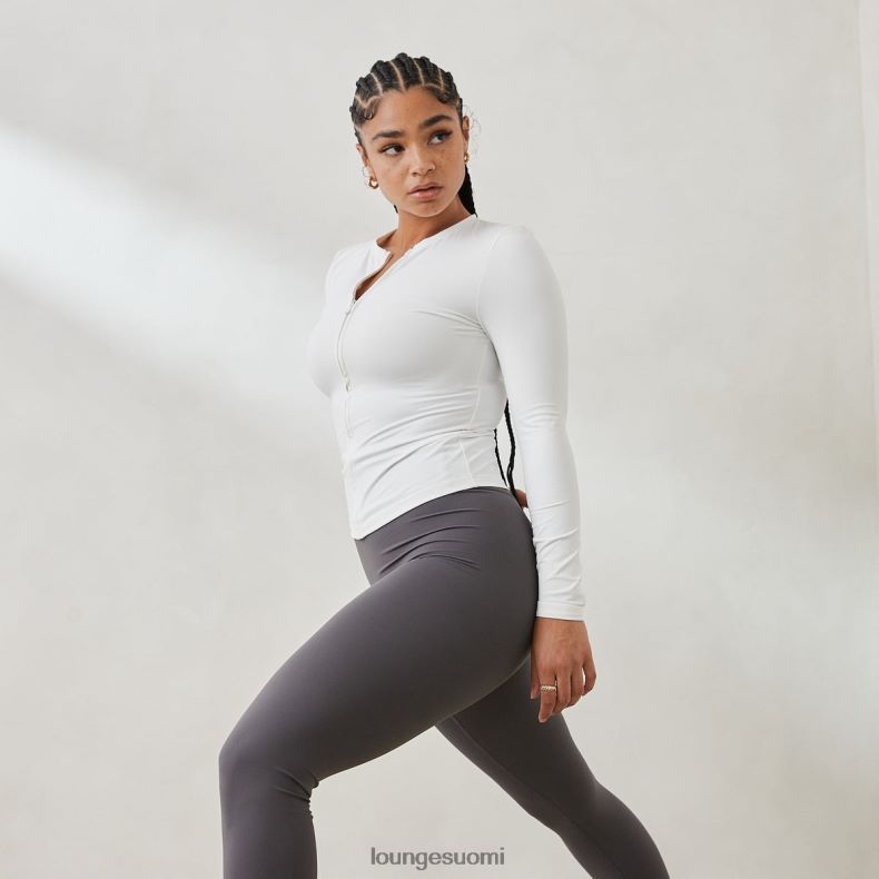 Lounge välttämätön pitkähihainen vetoketjullinen toppi luonnonvalkoinen vaatteet naiset D46R26850